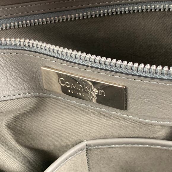 CALVIN KLEIN COLLECTION Grey Leather Travel Bag - Picture 6 of 6